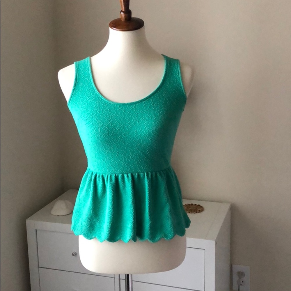 Anthropologie Scalloped Peplum Blouse
